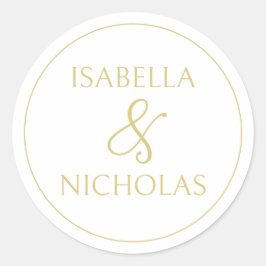 Adesivo Vinheta de Envelope de Casamento Branco e Dourado 