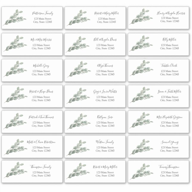 Adesivo Vinheta de Envelope de Endereço Convidado Eucalypt (Frente)