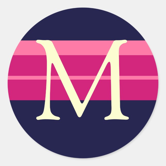 Adesivo Vinheta de Envelope de Marfim de Marinho Rosa Mono (Frente)