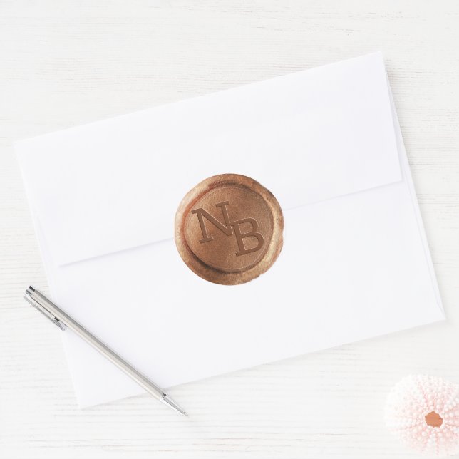 Adesivo Vinheta de Envelope Rustic Copper Wax Seal Initial (Envelope)