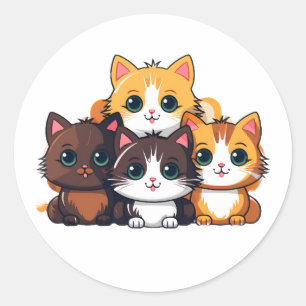 Adesivo Vinheta de família de gatos bonitos - Arte animal