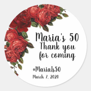 Adesivo vinheta de favor da rosa vermelha