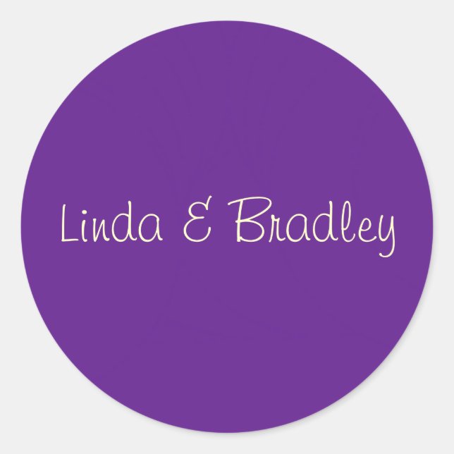 Adesivo Vinheta de Favor de Casamento Púrpura e Branca (Frente)
