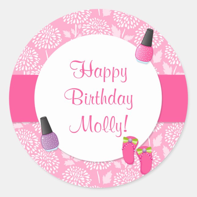 Adesivo Vinheta de Favor de Festa de aniversário Spa (Frente)