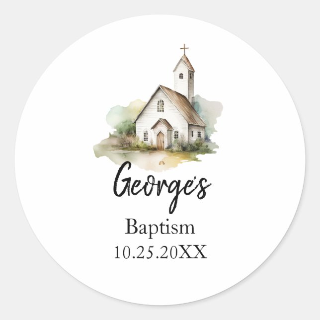 Adesivo Vinheta de Favor do Batismo Moderno (Frente)