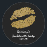 Adesivo Vinheta de Favor do Partido Beijo de Lábios de Faa<br><div class="desc">Dourado Faux Sparkle Lábios Kiss Party Favor Sticker.</div>