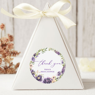 Adesivo Vinheta de Favor Redonda Floral Roxa