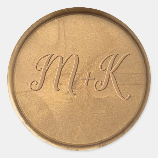 Adesivo Vinheta de fecho de cera Dourada, antiga, monogram (Frente)