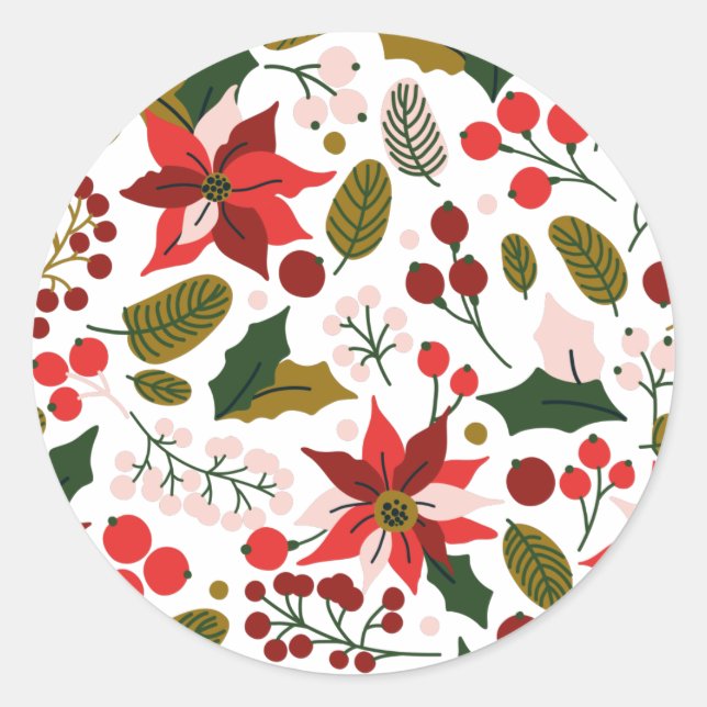 Adesivo Vinheta de férias de inverno de Poinsettia (Frente)