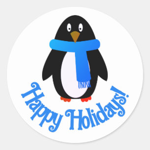 Adesivo Vinheta de férias de pinguim