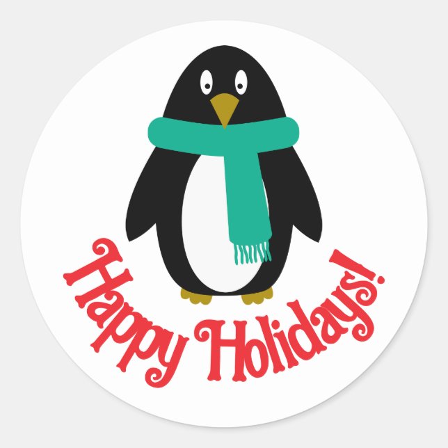 Adesivo Vinheta de férias de pinguim (Frente)