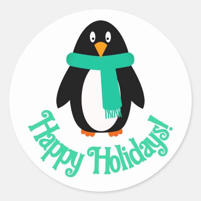 Adesivo Vinheta de férias de pinguim (Frente)