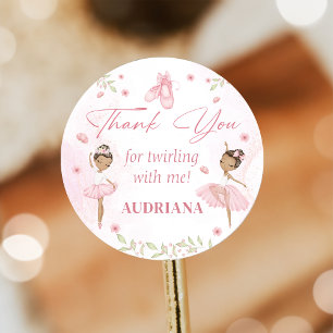 Adesivo Vinheta de Festa de aniversário Ballerina rosa