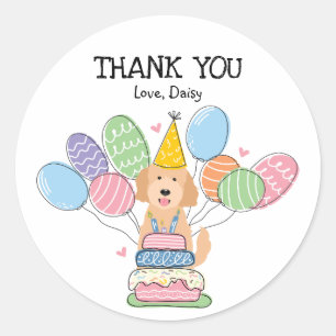 Adesivo Vinheta de Festa de aniversário de Cachorro Golden