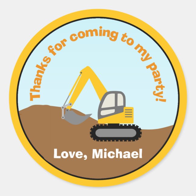 Adesivo Vinheta de Festa de aniversário de Construção (Frente)