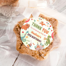 Adesivo Vinheta de Festa de aniversário de Dinossauro Cuja