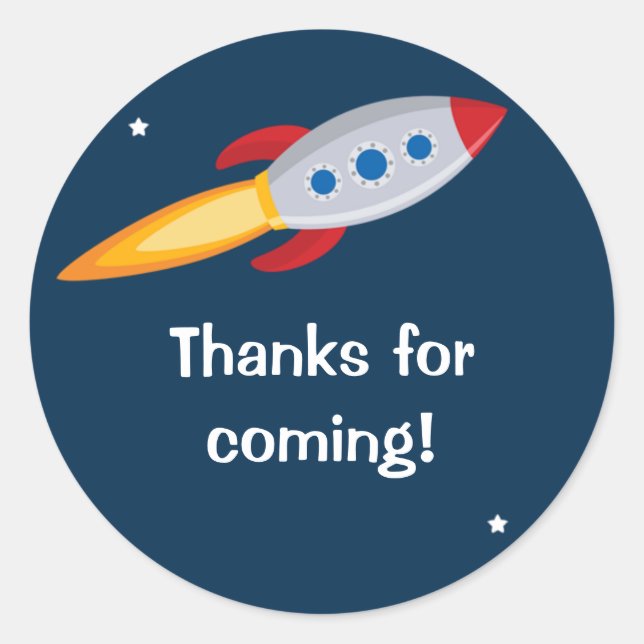 Adesivo Vinheta de Festa de aniversário de navio de foguet (Frente)