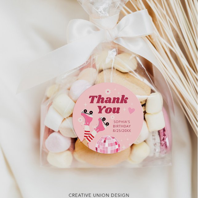 Adesivo Vinheta de Festa de aniversário de Roller Skating (Criador carregado)