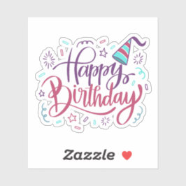 Adesivo Vinheta de festa de aniversário feliz