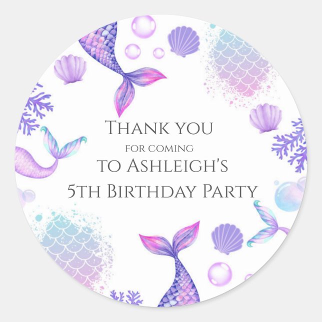 Adesivo Vinheta de Festa de aniversário Roxa (Frente)