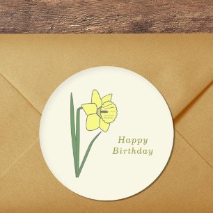 Adesivo Vinheta de Flor de Daffodil Pastel Botânica