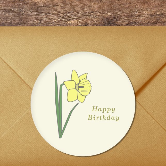 Adesivo Vinheta de Flor de Daffodil Pastel Botânica (Botanical Daffodil Sticker)