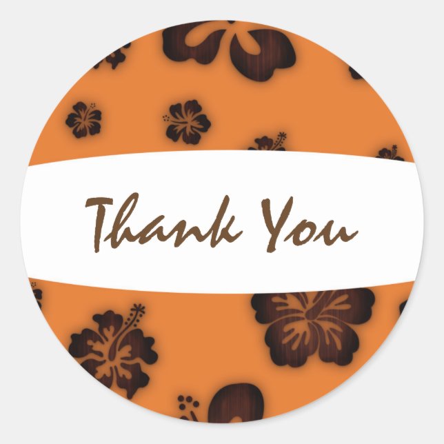 Adesivo Vinheta de Flor de Laranja Retro & Wooden Hibiscus (Frente)