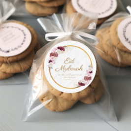 Adesivo Vinheta de Flor Rosa Eid Mubarak Personalizada