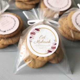 Adesivo Vinheta de Flor Rosa Eid Mubarak Personalizada