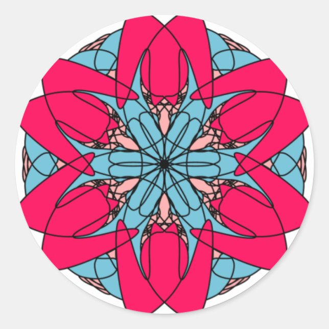 Adesivo Vinheta de Flor Rosa Quente (Frente)