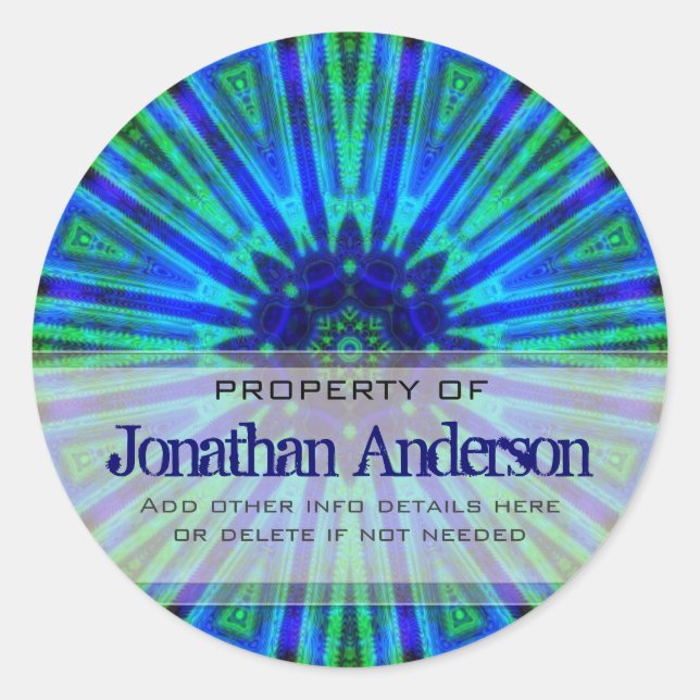 Adesivo Vinheta de Flor Verde Azul Geométrico (Frente)