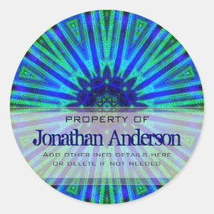 Adesivo Vinheta de Flor Verde Azul Geométrico