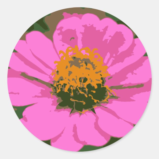 Adesivo Vinheta de Flor Zinnia Rosa (Frente)