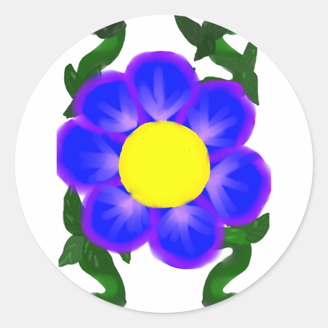 Adesivo vinheta de flores azul e roxa (Frente)