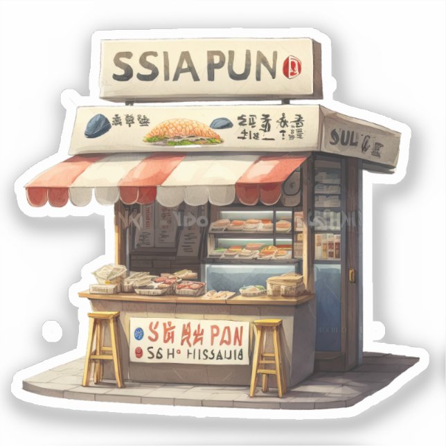 Adesivo Vinheta de Foodie Japonesa Adorável (Frente)