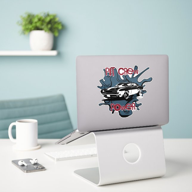 Adesivo Vinheta de força muscular do carro (Laptop na mesa)