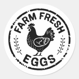 Adesivo Vinheta de frango com fazenda fresca de ovos