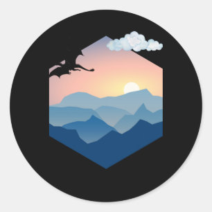 Adesivo Vinheta de fundo do Dragão D20 Voador Livre