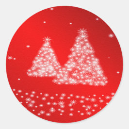 Adesivo Vinheta de Fundo Vermelho e Árvores de Natal