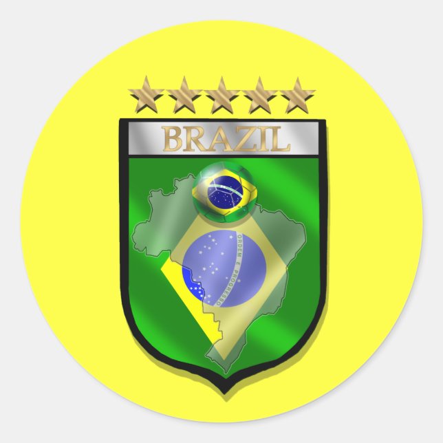 Adesivo Vinheta de futebol de crachá Brasil 5 estrelas (Frente)