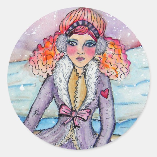 Adesivo Vinheta de Garota de Neve (Frente)