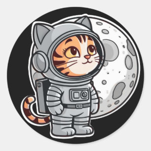 Adesivo Vinheta de Gatinho espacial