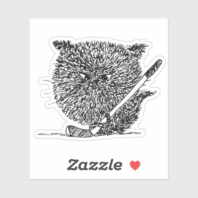 Adesivo Vinheta de Gato de Hóquei (Folha)