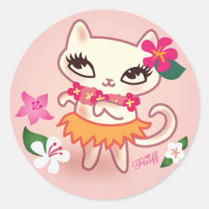 Adesivo Vinheta de Gato Fluff Hula