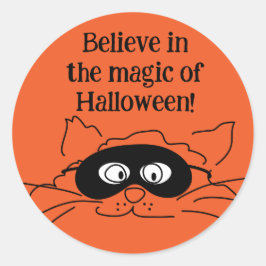 Adesivo Vinheta de Gato Halloween