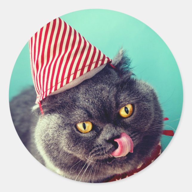 Adesivo Vinheta de gato natalino para selagem de envelopes (Frente)