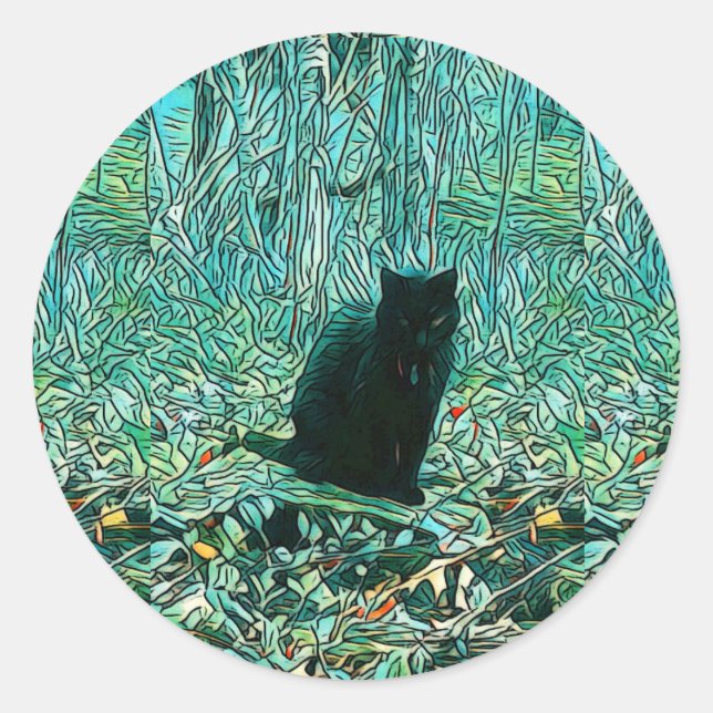 Adesivo Vinheta de Gato Preto (Frente)