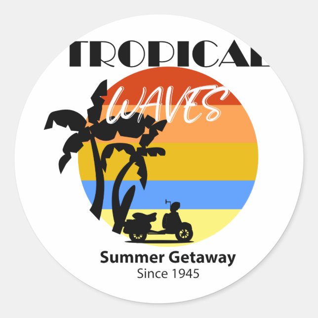 Adesivo Vinheta de Getaway Summer Waves Tropicais (Frente)