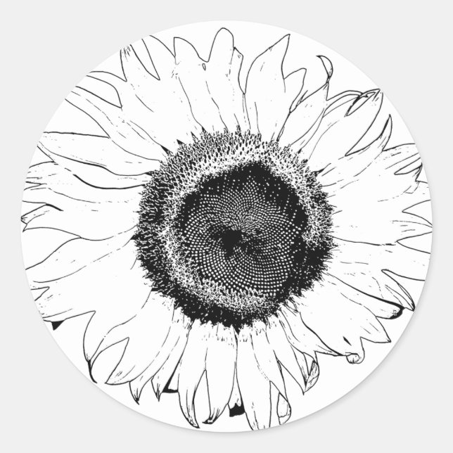 Adesivo Vinheta de girassol preto e branco (Frente)