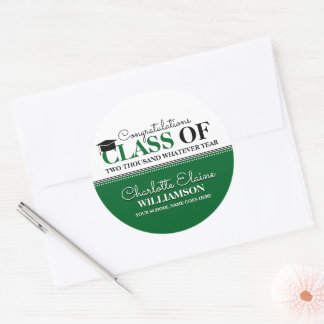 Adesivo Vinheta de Graduação de Ano Verde/Branco